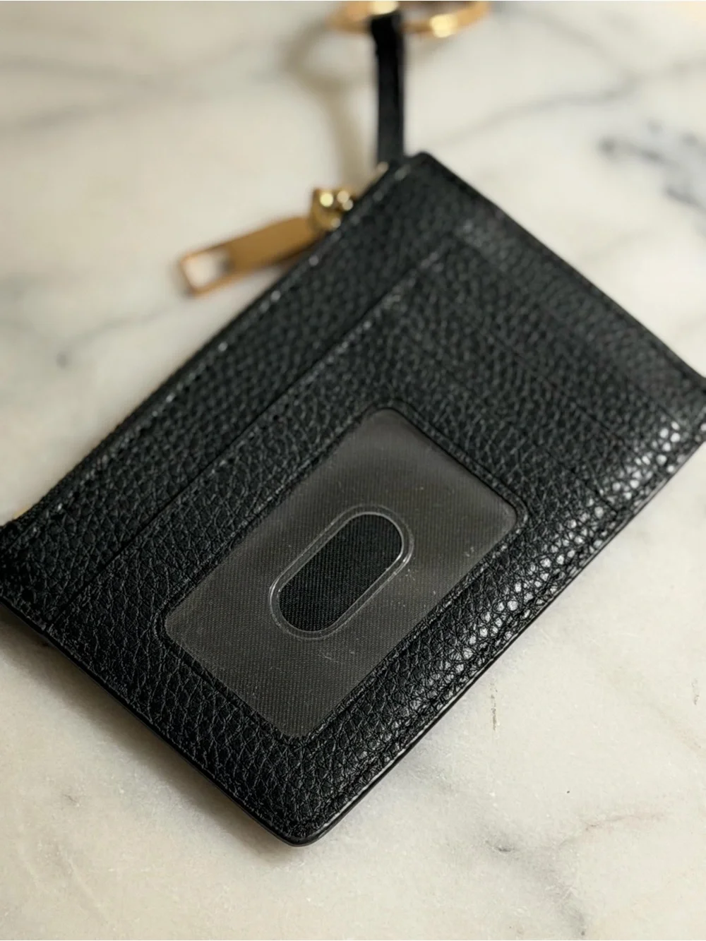 Marc Jacobs Black Pebbled Leather Zip Card Case Wallet